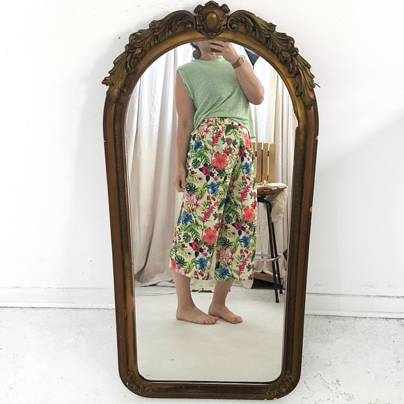 Miguelina Zendaya Floral Pants Cropped Wide Leg Tropical -‎ Large - Picture 8 of 9